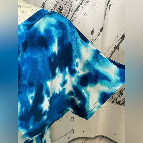 Veronica M Tie Dye Mini Dress Shirred Elastic Drop Waist S - Picture 4 of 6